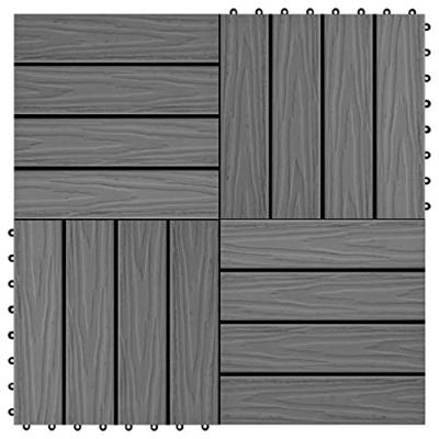 VidaXL Terrastegels diep reliëf 30x30 cm 1 m² hkc grijs 11 st