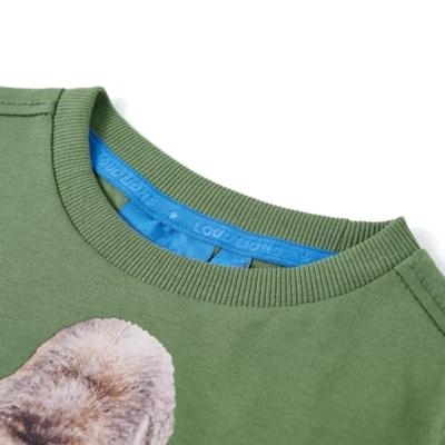 Kindershirt met lange mouwen gorillaprint 116 lichtkakikleurig
