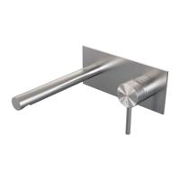 Inbouw Wastafelmengkraan Brauer Brushed Carving Coldstart Rechte Uitloop Ronde Hendel Rechts Geborsteld RVS PVD Met Afdekplaat Brauer - thumbnail