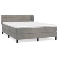 Boxspring met matras fluweel lichtgrijs 140x190 cm - thumbnail
