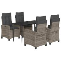 5-delige Tuinset met kussens poly rattan grijs - thumbnail