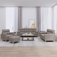 4-delige Loungeset met kussens stof taupe - thumbnail