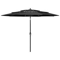 VidaXL Parasol 3-laags met aluminium paal 3 m antracietkleurig - thumbnail