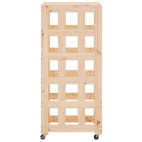 Houtblokhouder met wielen 40x49x110 cm massief grenenhout - thumbnail