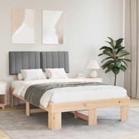 Bedframe met Gevoerd Hoofdgedeelte Lichtgrijs 120 x 190 cm - thumbnail