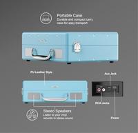 Vinyl draaitafel - MIXX - Revival 55 - Ingebouwde stereoluidsprekers - 3 snelheden - Bluetooth - RCA-uitgang - Blauw - thumbnail