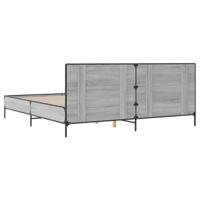 Bedframe bewerkt hout metaal grijs sonoma eiken 200x200 cm - thumbnail