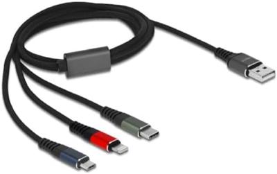 Delock USB-kabel USB 2.0 USB-A stekker, USB-micro-B stekker, Apple Lightning stekker, USB-C 1.00 m Groen 87277