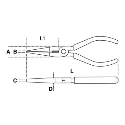 Beta 1168G 200 Telefoontangen | lange gebogen halfronde bekken | handgreep voorzien van dubbel gelaagde anti slip PVC | industriële afwerking -