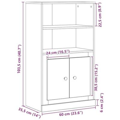 Hoge kast 60x35,5x103,5 cm bewerkt hout zwart eikenkleurig