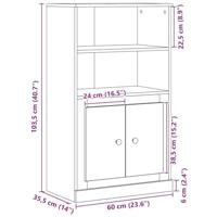 Hoge kast 60x35,5x103,5 cm bewerkt hout zwart eikenkleurig - thumbnail
