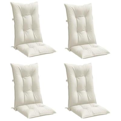 VidaXL Stoelkussens 4 st hoge rug 120x50x7 cm stof gemêleerd crème