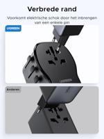 UGREEN S550 65W Universal Travel Adapter Reislader 65 W Zwart, Grijs USB Power Delivery (USB-PD) - thumbnail
