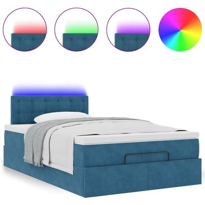Ottoman bed met matras en LED's 120x200cm fluweel donkerblauw