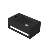 Fontein Toilet - Toiletmeubel WC Solid Surface 36x16cm - Mat Zwart Links - thumbnail