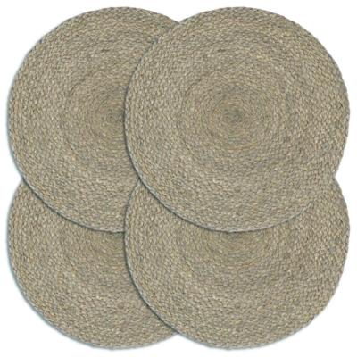 VidaXL Placemats 4 st rond 38 cm jute effen grijs VidaXL Placemats 4 st rond 38 cm jute effen grijs