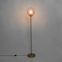QAZQA Art deco vloerlamp messing met roze glas - Pallon - thumbnail