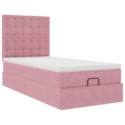 Ottoman bed met matrassen en LED's 100x200cm fluweel roze