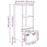 Hoge kast 35x39x103,5 cm staal roze - thumbnail