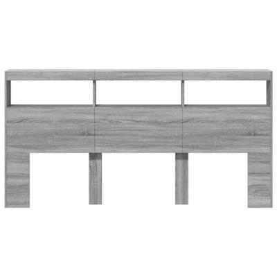 Hoofdbordkast met LED-verlichting 200x17x102 cm grijs sonoma
