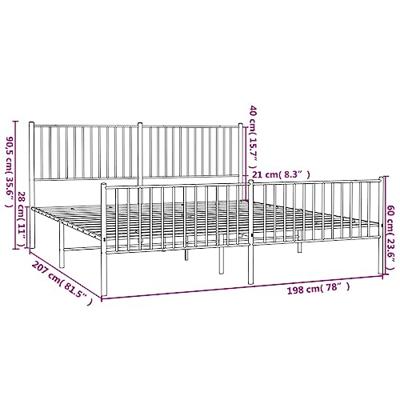 Bedframe met hoofd- en voeteneinde metaal wit 193x203 cm Bedframe met hoofd- en voeteneinde metaal wit 193x203 cm