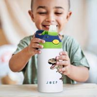 Kinderbeker met rietje bedrukken - Groen & Donkerblauw - thumbnail