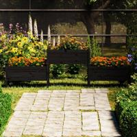 VidaXL Plantenbak 245,5x44x75 cm massief grenenhout zwart - thumbnail