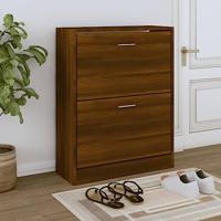VidaXL Schoenenkast 63x24x81 cm bewerkt hout bruin eikenkleur - thumbnail