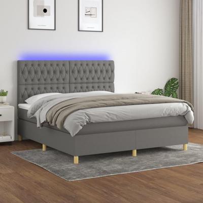 Boxspring met matras en LED stof donkergrijs 180x200 cm