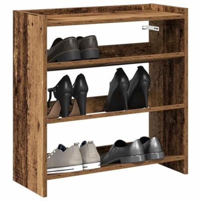 VidaXL Schoenenrek 60x25x62 cm bewerkt hout oud houtkleurig VidaXL Schoenenrek 60x25x62 cm bewerkt hout oud houtkleurig