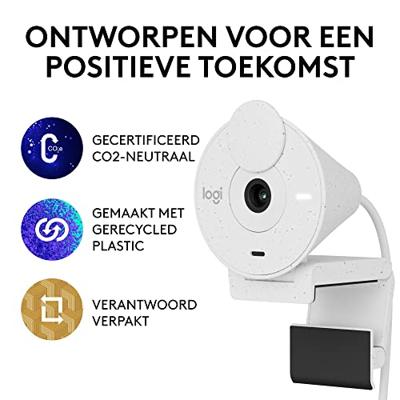 Logitech Brio 300 Full HD -webcam met vertrouwelijkheid, microruisreductie, USB -C - Broken White