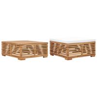 VidaXL Tuintafel en voetensteun met crèmekleurig kussen teakhout - thumbnail