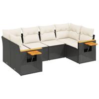 6-delige Loungeset met kussens poly rattan zwart - thumbnail