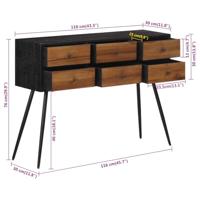 Wandtafel met lades 116x30x76 cm massief gerecycled teakhout - thumbnail