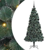 VidaXL Kunst kerstboom met verlichting en ballenset groen 210 cm pet - thumbnail