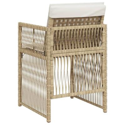 Tuinstoelen 4 st met kussens poly rattan beige