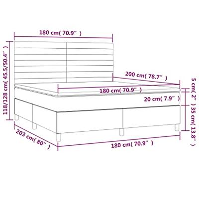 Boxspring met matras stof donkergrijs 180x200 cm