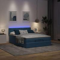 Ottoman bed met matras en LED's 140x200cm fluweel donkerblauw - thumbnail