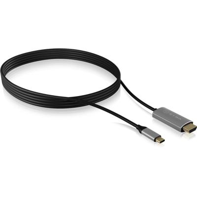 ICY BOX ib-cb020-c - usb-c (male) > hdmi (male) kabel (zwart, 1,8 meter)