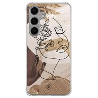 Samsung Galaxy S24 shockproof hoesje - Abstract gezicht bruin - thumbnail