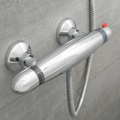 SUPRA thermostatische mengkraan douche, chroom keramisch ½" ventiel bovenstuk uitwisselbaar thermostaat element temperatuurschaal veiligheidsstop op 38°C ½" (Ø ca. 1,9 cm) verbinding voor do