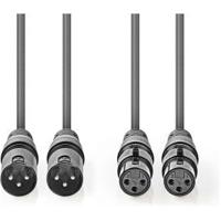Gebalanceerde XLR-Audiokabel | 2x XLR 3-pins male - 2x XLR 3-pins female | 3,0 m | Grijs - thumbnail