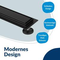 Ben Reversible douchegoot inzetbaar met tegel of meegeleverd rooster 90cm mat zwart - thumbnail