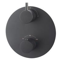 Wiesbaden Caral Rond afbouwdeel inbouwthermostaat 2 weg mat zwart - thumbnail