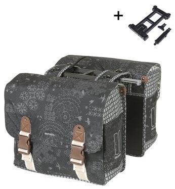 Basil Boheme Dubbele Fietstas 35L - Charcoal - MIK - Stijlvol & Praktisch