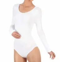 J&C body lange mouw katoen - bodystocking dames - diepe ronde hals - Witte body - zwarte body - thumbnail