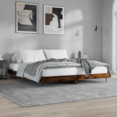 Bedframe zonder matras 200x200 cm spaanplaat gerookt eiken