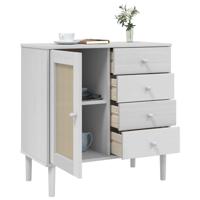 Dressoir SENJA 80x40x80 cm rattan look massief grenenhout wit - thumbnail