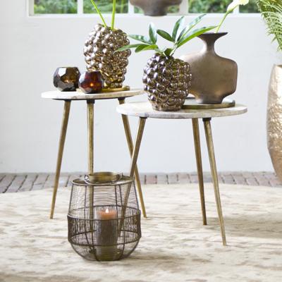 Light & Living Ronde Bijzettafel 'Zeca' Marmer, Set van 2 stuks