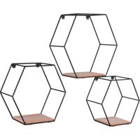 Zwarte Wandplankenset van MDF - 3 Stuks - Trion Avea - thumbnail